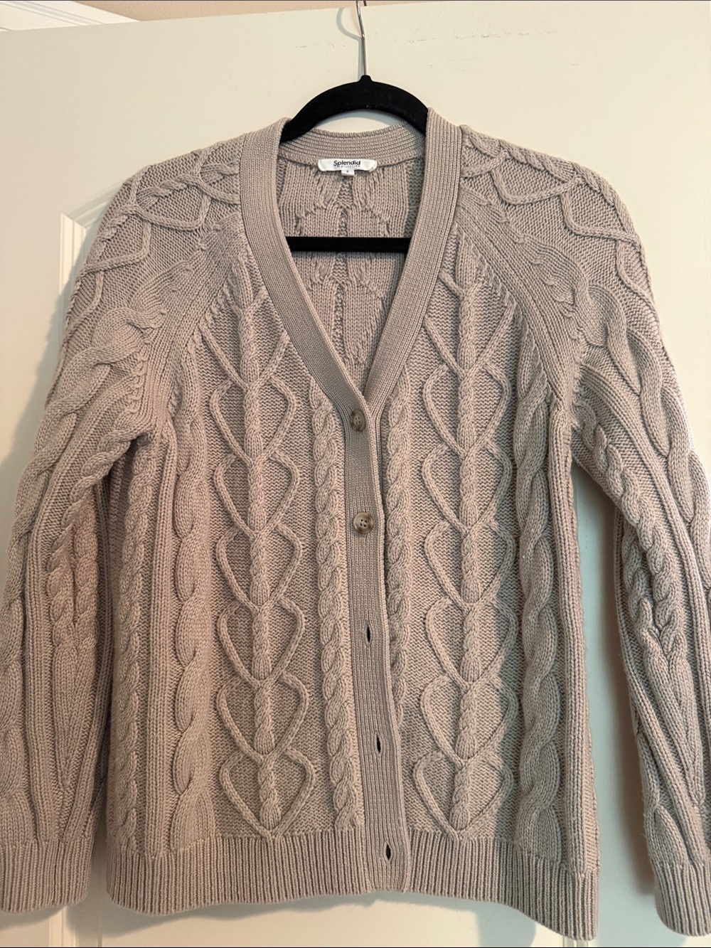 Splendid Women's Cable-Knit Button Cardigan - Light Taupe